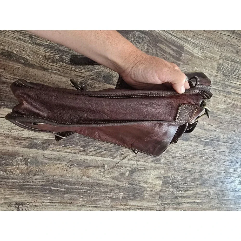 What Daisy Did Recycled Leather Messenger Bag Dark Brown Shoulder Crossbody Flaw